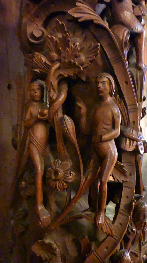 Some of the carvings from the story of Adam and Eve.