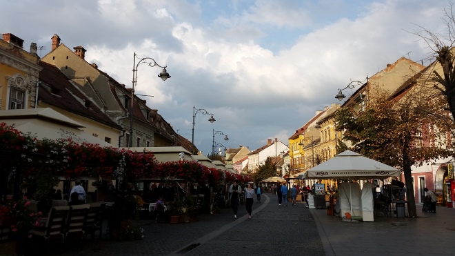 The main street in Sibiu, Romania