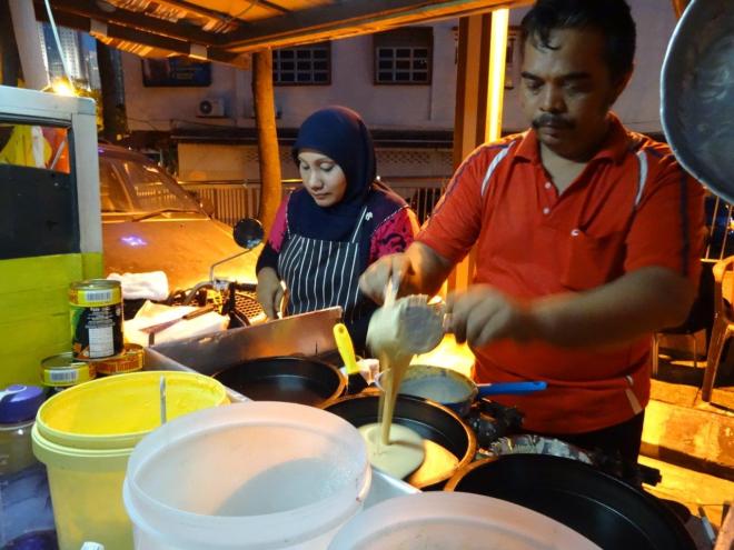 Pancakes in the making! Food tour in Kuala Lumpur, Malaysia