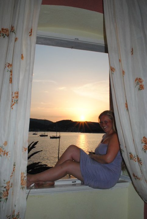 Fantastic sunset view from our room at Vis, Croatia
