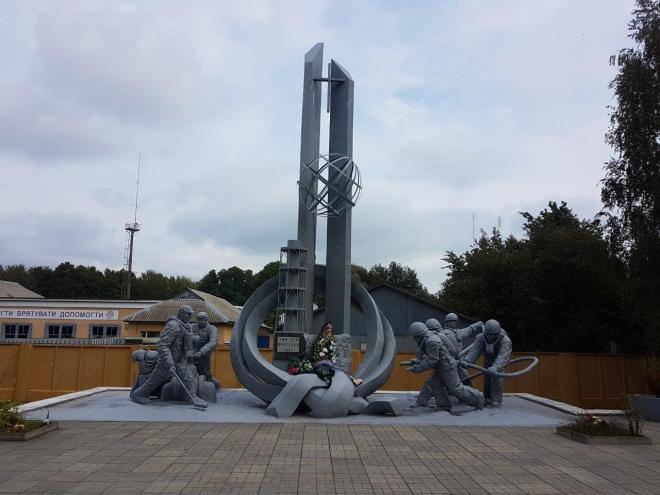 Monument for the fire fighters. Chernobyl, Ukraine