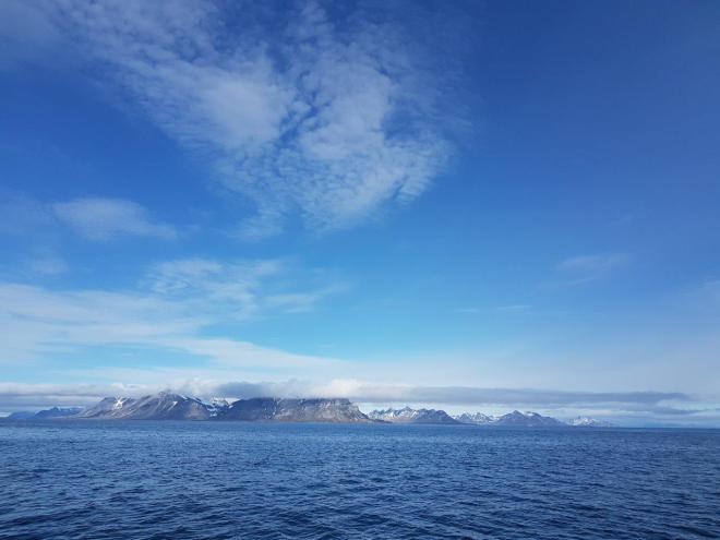 Beautiful scenery as we go by RIB boat from Isfjord Radio to Barentsburg. Svalbard, Norway.